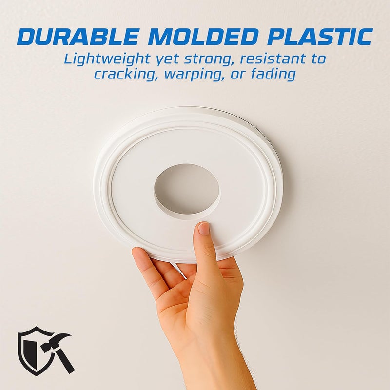 OHLECTRIC Ceiling Medallion (16″ × 4″ Center Hole) White Molded Plastic Smooth Medallion 16″ OD × 4″ ID ×7/8 ″ P. Durable Molded Medallion, Decorative Medallion for Ceiling, Lights, Chandeliers - Image 3